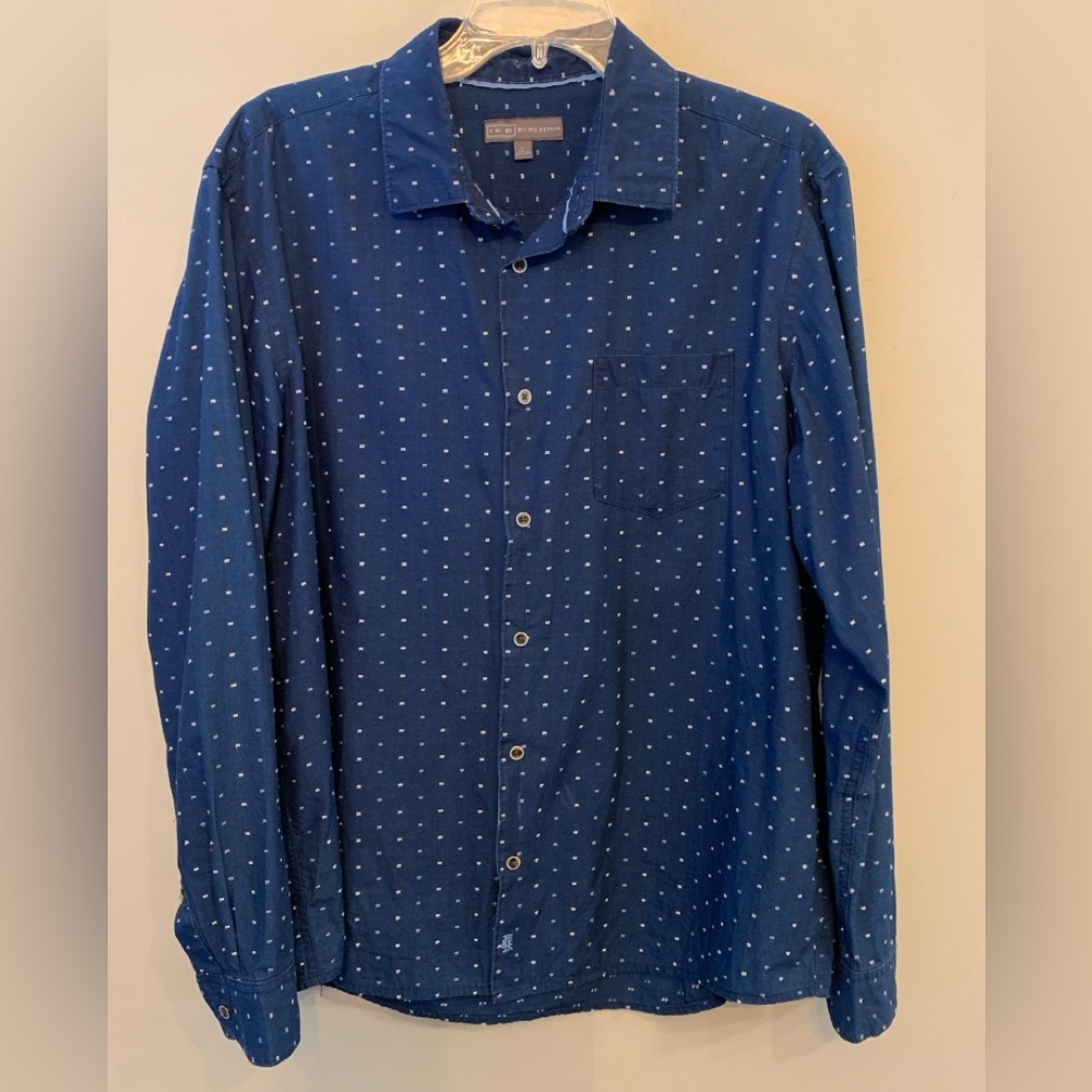 IKE by Ike Behar Navy Shirt with Light Blue & White Accents